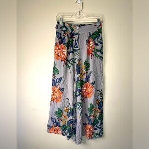 Patrons Of Peace Small Floral Belt Wide Leg Pleated Pants Tropical Boho Hippie